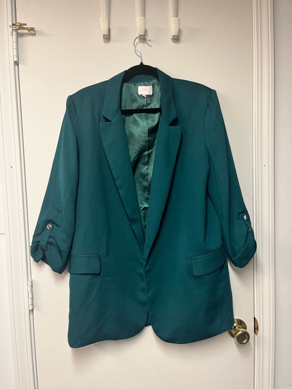 Dark Teal Women's Open Front Blazer Jacket